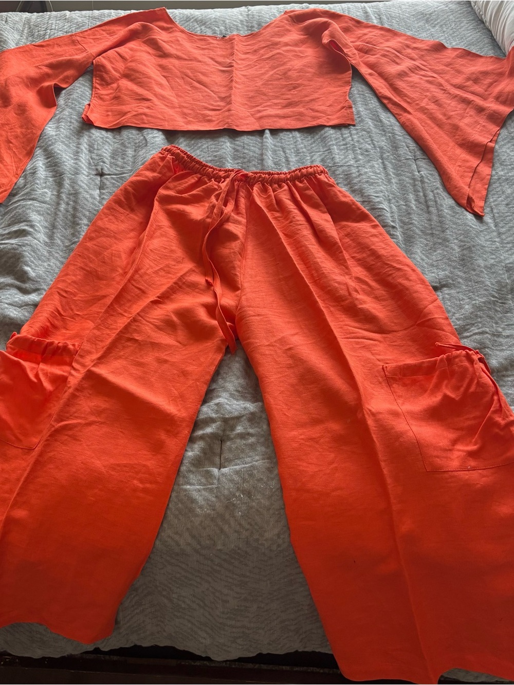 Women's Orange Two-Piece Wide-Leg Set - Brand